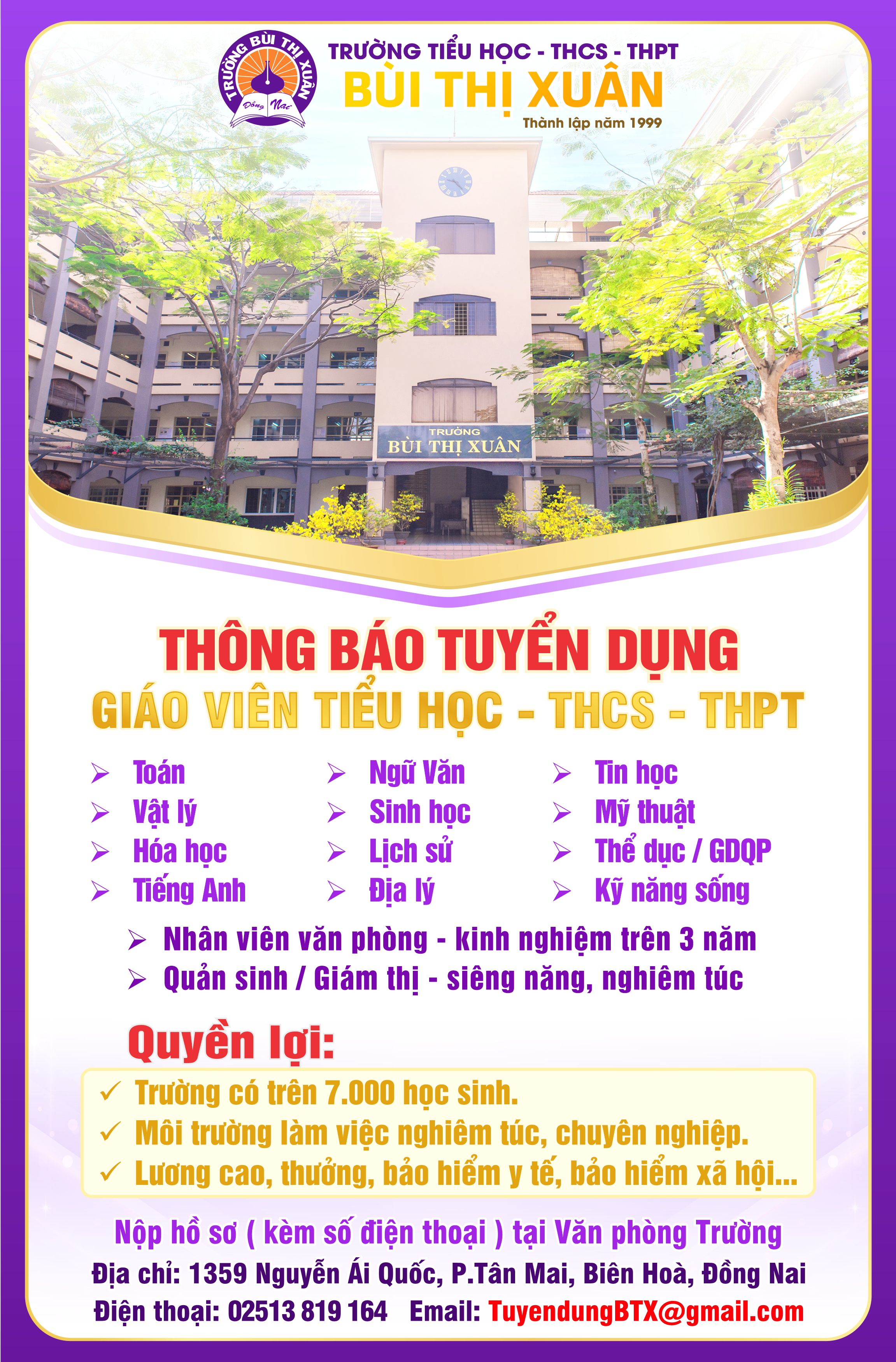 Thông báo tuyển dụng giáo viên các cấp năm học 2025 - 2026